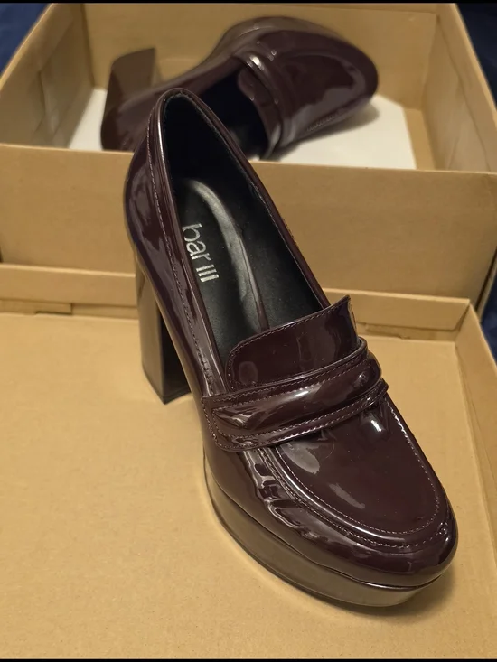 Bar III Wine Burgundy Patent Platform Loafer - Picture 3 of 4
